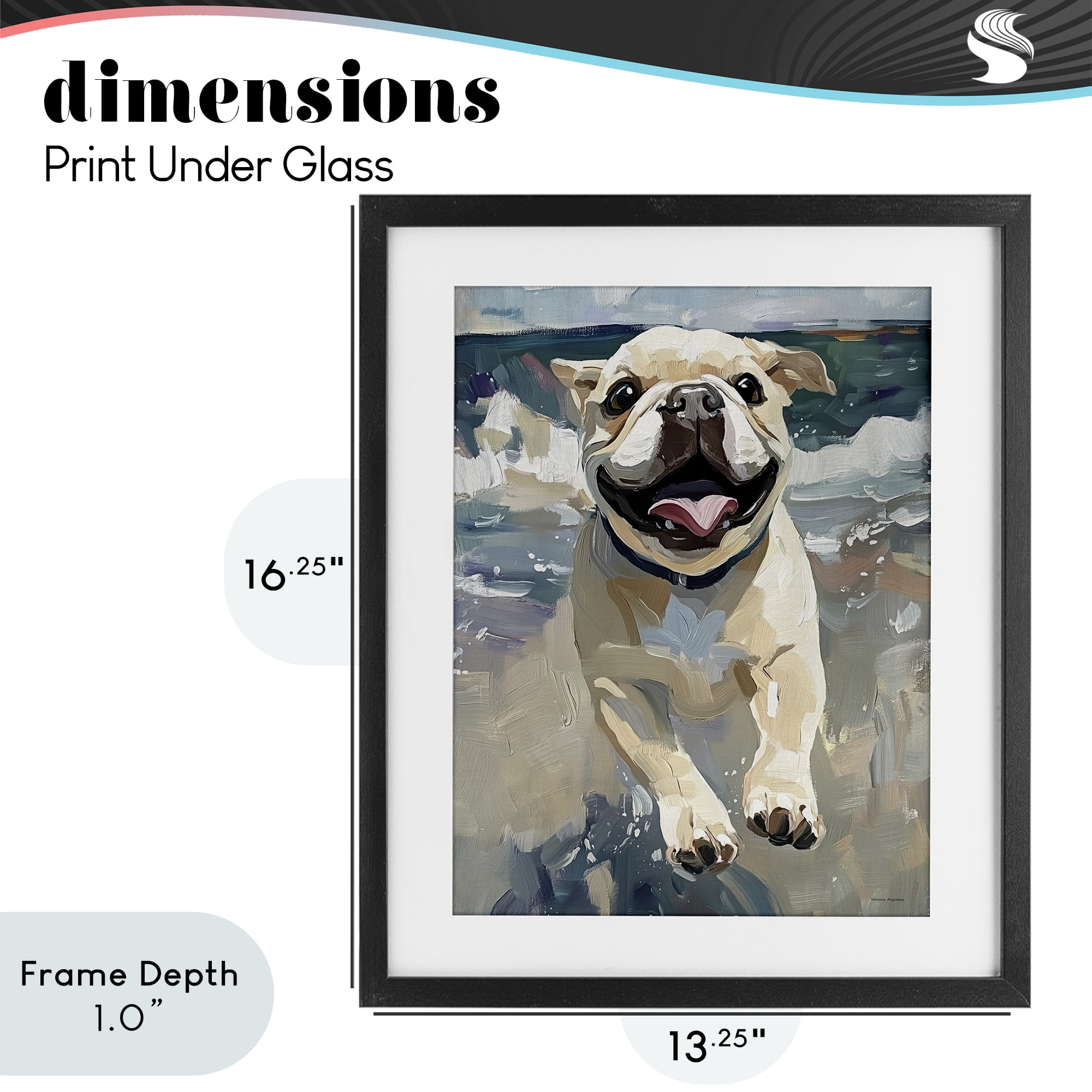 Stupell Industries Sunny Paws Dog on Beach Black Framed Print Under Glass, design by Svetlana Aleynikova