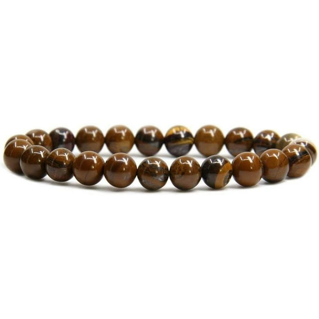 Bracelet Élastique Unisexe en Fer Tigre Jaune Naturel Fait à la Main Perles Rondes 8 mm