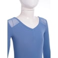 thumbnail image 3 of YONGHS Kids Girls Ballet  Dance Leotard Tutu Dress Long Sleeve Gymnastics Dancewear Blue 7-8, 3 of 7