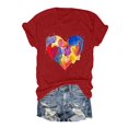 thumbnail image 1 of TSADFHJI Chandail en Molleton pour Femmes Graphique 2024 Imprimé Col Rond Manches Courtes T-Shirt TTG Rouge, 1 of 2