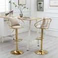 thumbnail image 2 of Velvet 2 Peices Bar Chair, Adjustable Height Kitchen Chairs with 360 Degree Rotation, Pure Gold Plated Chairs with Golden Metal Leg and Pillows, Dinning Room Chairs for Home and Bar, White, 2 of 7