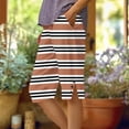 thumbnail image 2 of Womens Plus Size Shorts with Pockets High Waist Striped Side Slit and Button Five Quarter Shorts, 2 of 5