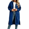thumbnail image 3 of Perfectbot Women's Maxi Hooded Sweatshirt Coat, Oversized Side Slits Full Zip Jacket Fall Casual Outerwear, 3 of 6