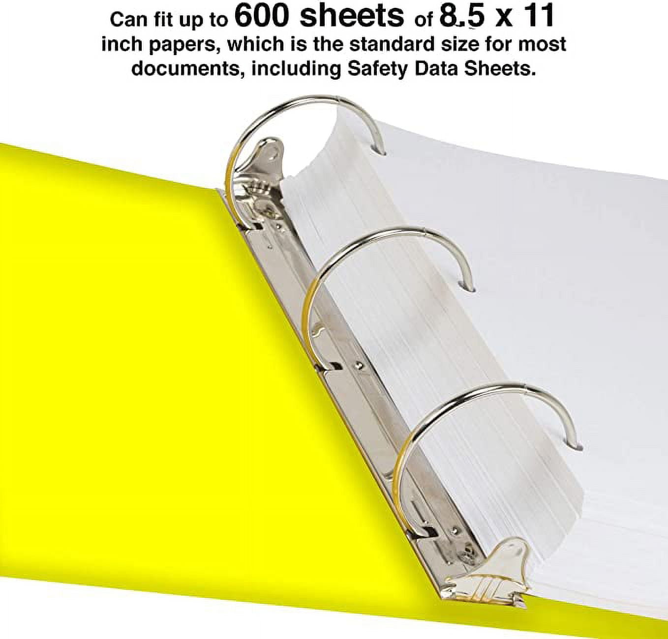 SDS Binder, Heavy Duty 3 Ring Binder 3 Inch, English Spanish Bilingual, 600 Safety Data Sheets Capacity, Pack of 2