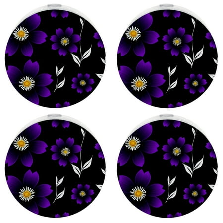 

YZUOUZY Night Lights Plug into Wall Small Lamp a Set of 4 Vector Floral Flowers