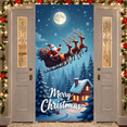 thumbnail image 5 of Festive Design Christmas Banner Santa Sleigh Reindeer Moonlight Snowy Backdrop for Holiday Party Home Decoration Winter Wonderland, 5 of 9