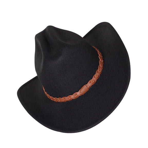 Luxshiny Western Hats for Women Cowboy Hat Black Worsted 1Pcs Cosplay Party