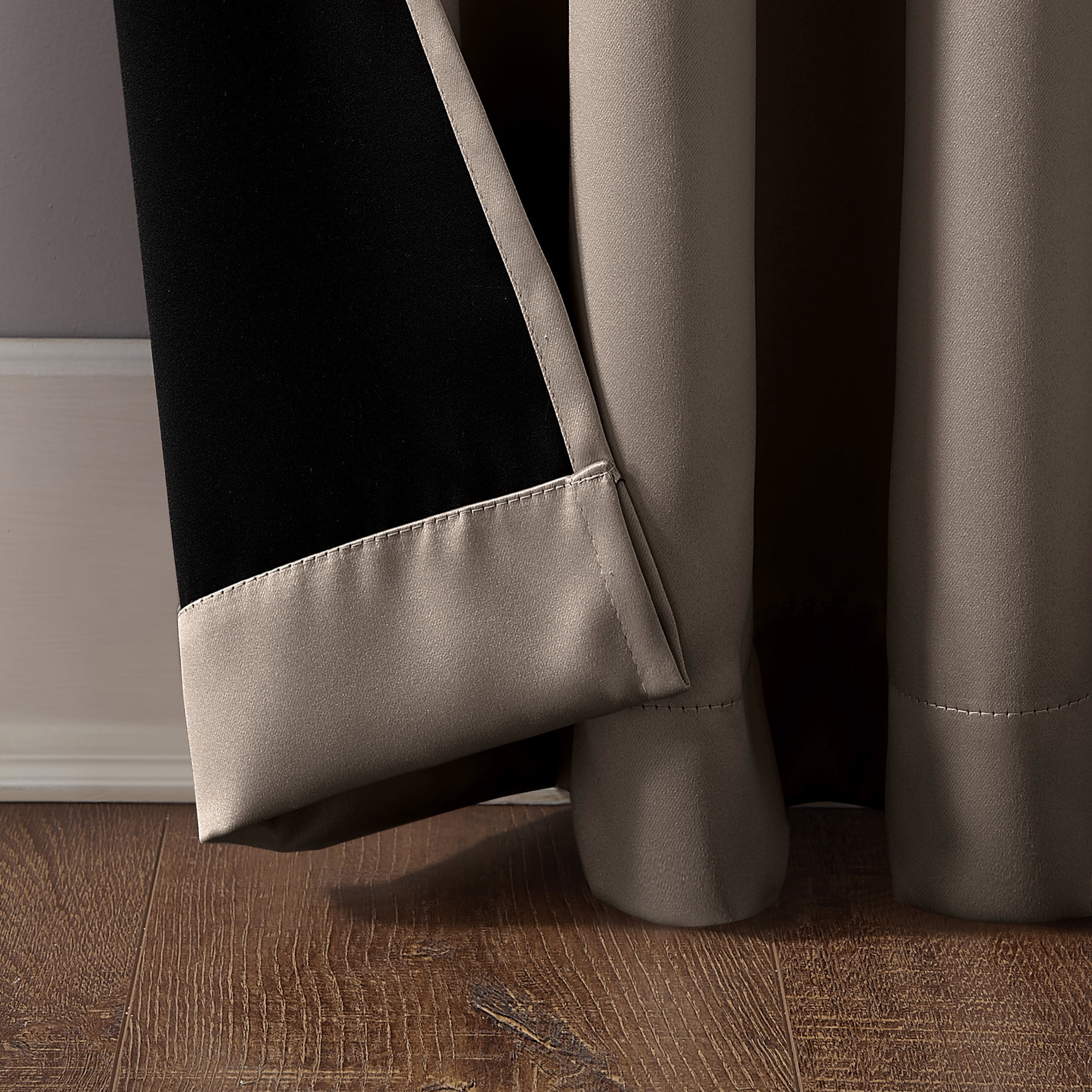 Sun Zero Oslo Extreme 100% Blackout Grommet Curtain Panel, 52"X84", Mushroom, 1-Piece Single Panel