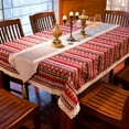 thumbnail image 2 of Table Cloth Stripe Cotton and Linen Oil-Proof Spill-Proof Waterproof Tablecloth Decorative Fabric Table Cover with Tassel, 2 of 6