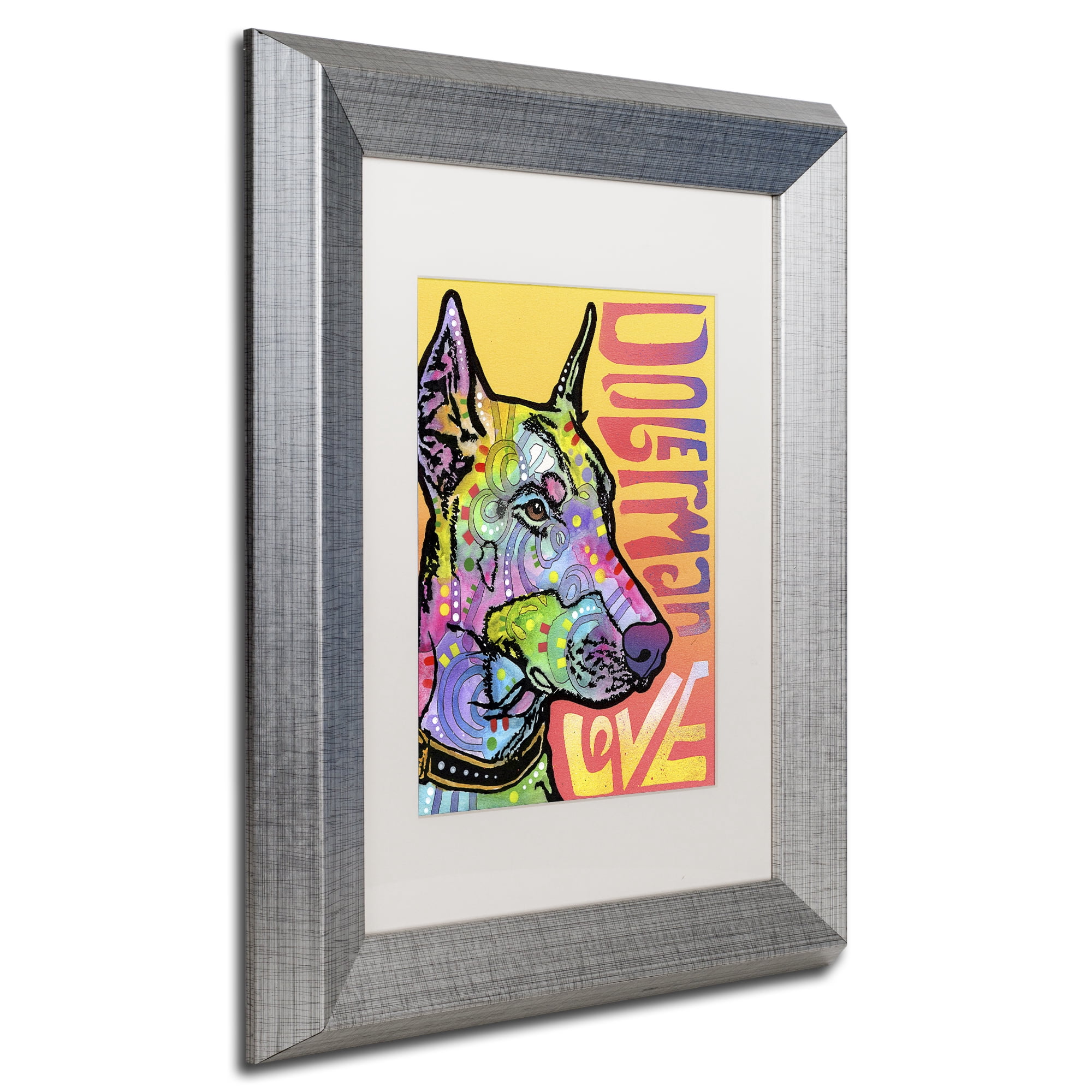 Trademark Fine Art 'Doberman Luv' Silver Framed Art by Dean Russo