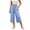 Light Blue, variant on Horkkom Capri Pants for Women Cotton Elastic Waist Drawstring Pants Summer Casual Loose Pants with Pockets L