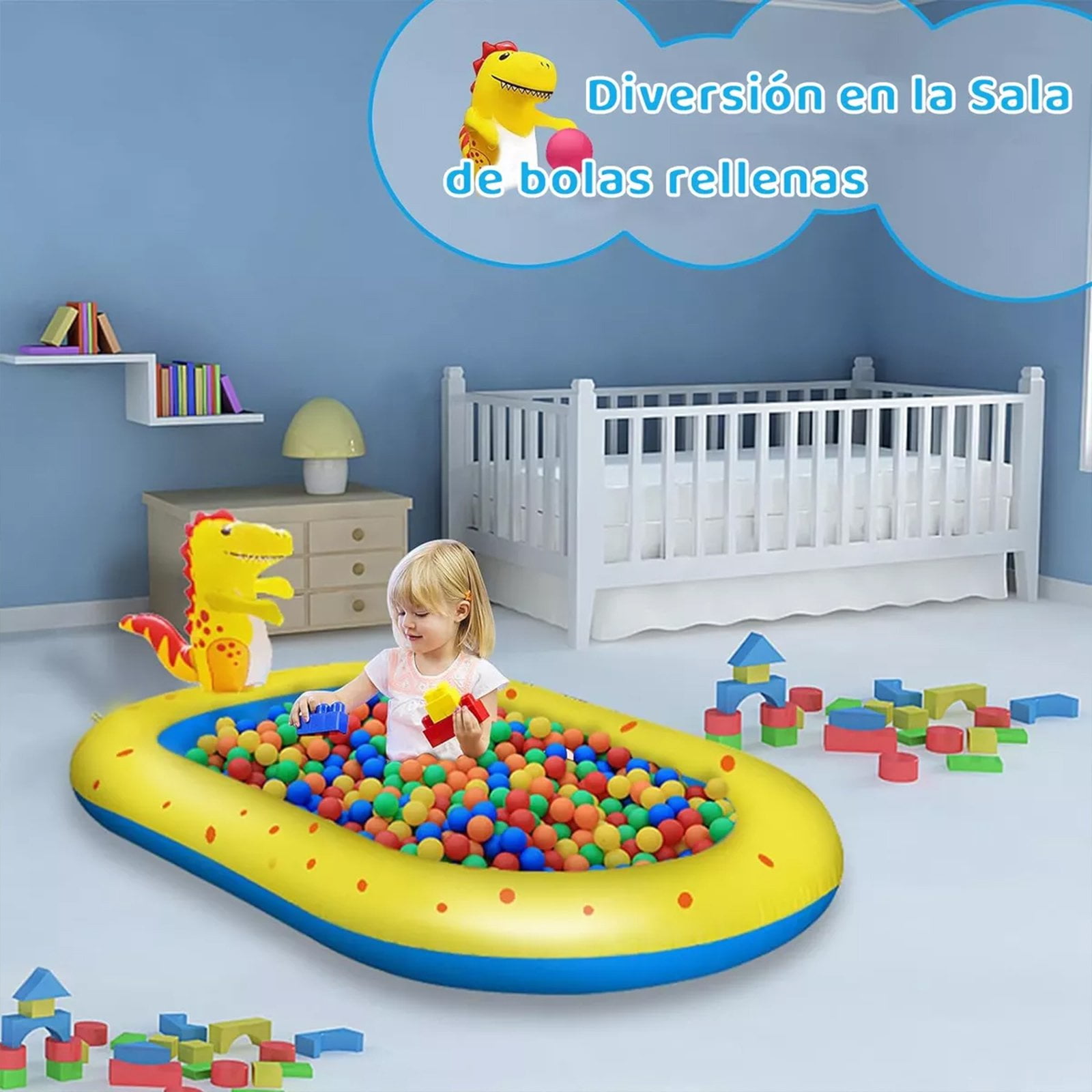 Inflatable Sprinkler Pool , Cute Dinosaur Pool, 3-in-1 Backyard Splash Pad Swimming Outdoor Water