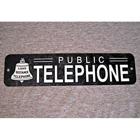 Metal Sign Telephone Public Pay Coin Vintage Phone Booth Prop Rotary 16"x4"