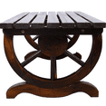 thumbnail image 4 of Rustic Wooden Bench with Wagon Wheel Legs for 2 People Patio Lawn, 4 of 7