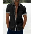 thumbnail image 3 of Men's long-sleeved shirt floral plus size men's tops color block cardigan for men, 3 of 4