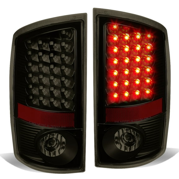 DNA Motoring TL-DRAM05-LED-BK-SM For 2002 to 2006 Dodge Ram 3rd Gen Pair of Black Housing Smoked Lens LED Brake Tail Lights 03 04 05 06