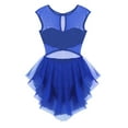 thumbnail image 3 of TiaoBug Women Lyrical Dance Costumes Asymmetric Ballet Leotard Dress Cut Out Gymnastics Dancewear Blue Small, 3 of 6