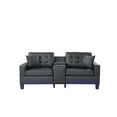thumbnail image 3 of Newboti Furniture Genesis 85"W Black Pvc Fabric Sofa With Led Lights, Usb Charger, Storage Console, Cupholders, Tufted Cushions 0086, 3 of 11