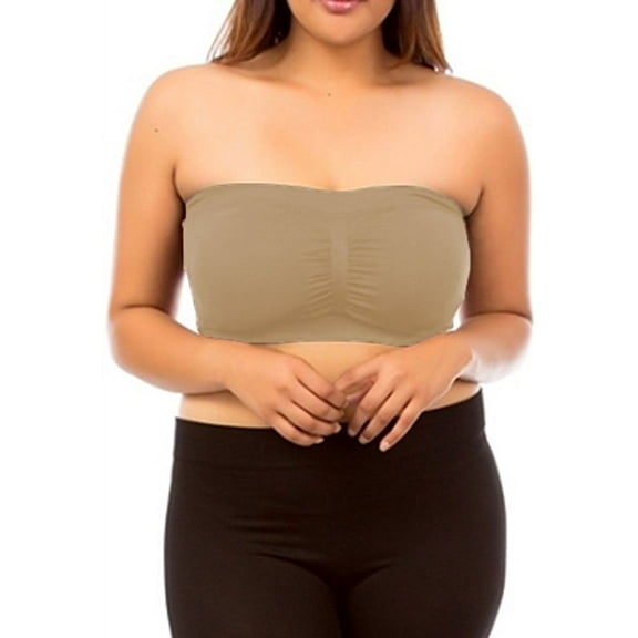 ToBeInStyle Women's Plus Size Bandeau Wire Free Shirred Center Tube Bras