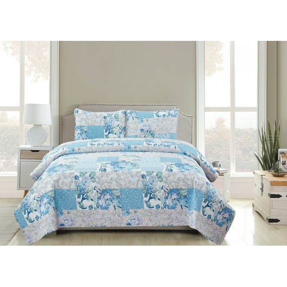 GLORY HOME-3 PIECE PRINTED QUILT SET