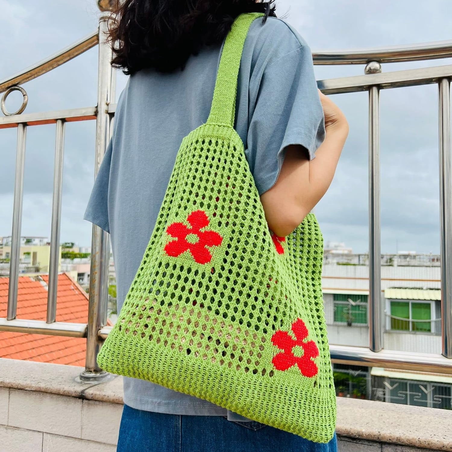 Kukuzhu Crochet Tote Bag Aesthetic Tote Bag Aesthetic Y2k Tote Bag Aesthetic Y2k Cute Tote Bags Aesthetic