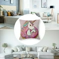 thumbnail image 5 of Cute Cartoon Unicorn Eating Donuts Cotton Linen Throw Pillow Case Cushion Cover Couch Sofa Decorative Square  1 Set of 2, Various Sizes, 5 of 7