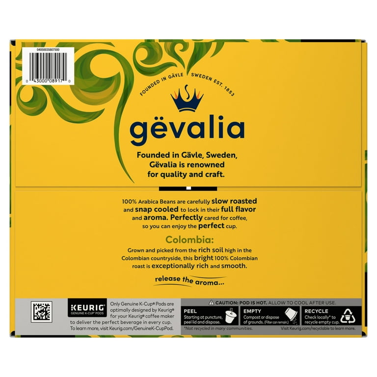 Gevalia Colombian K-Cup Coffee Pods, Keurig Compatible, 84 ct Box