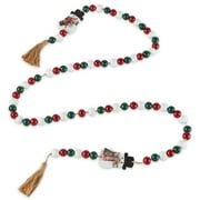Holiday Time Red White and Green Wood Bead Decorative Un-Lit Garland, 6'
