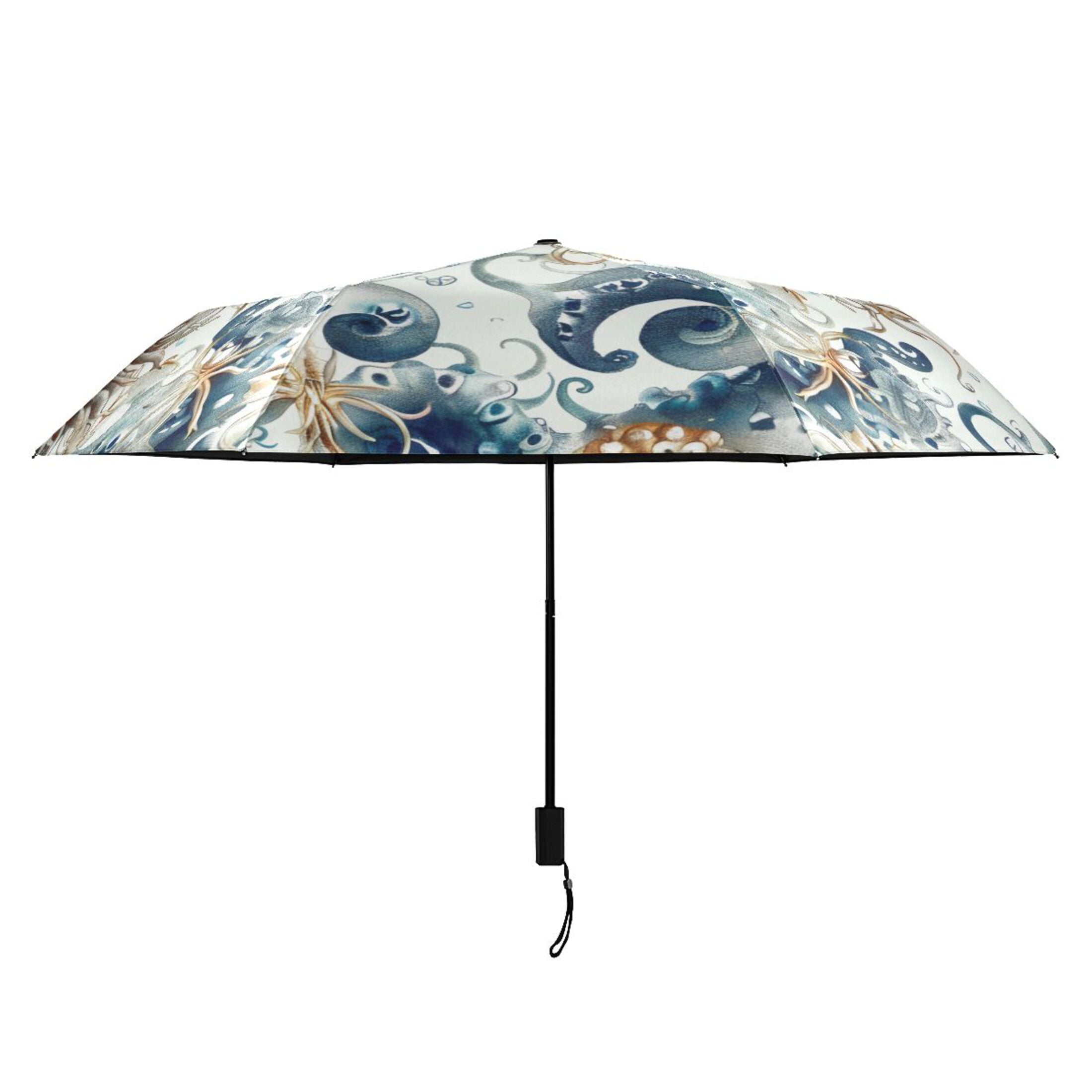 ALAZA Abstract Octopus Starfish UPF 50+ Compact Folding Umbrella for Rain Travel Umbrella Packable