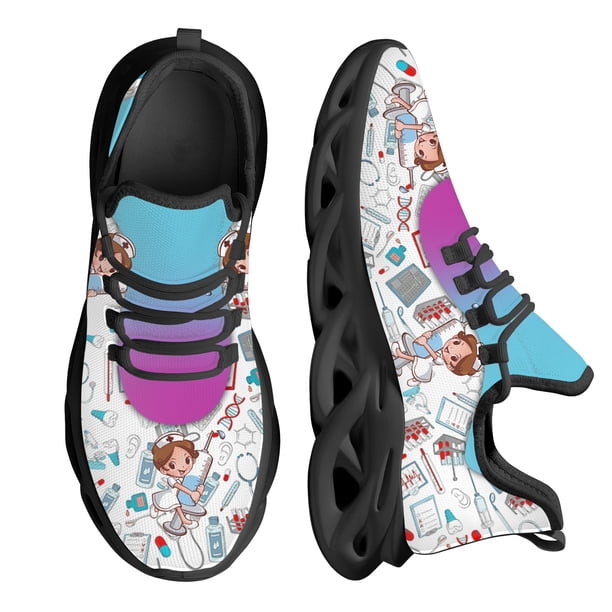 Zapatos de malla para mujer con estampado de enfermera kawaii, plataforma con aumento de altura para hospital, tenis antideslizantes para correr