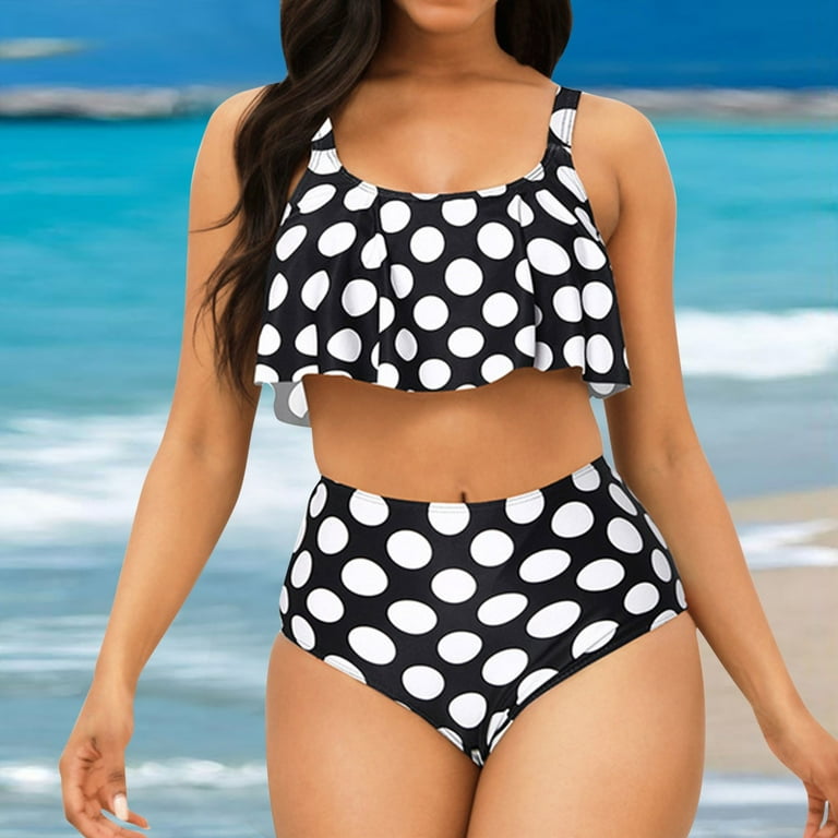 EHQJNJ Tankini Swimsuits for Women Black Women's Summer Fashion Digital  Print Halter Two Piece Swimsuit Bikini Set Tankini Swimsuits for Women Bust