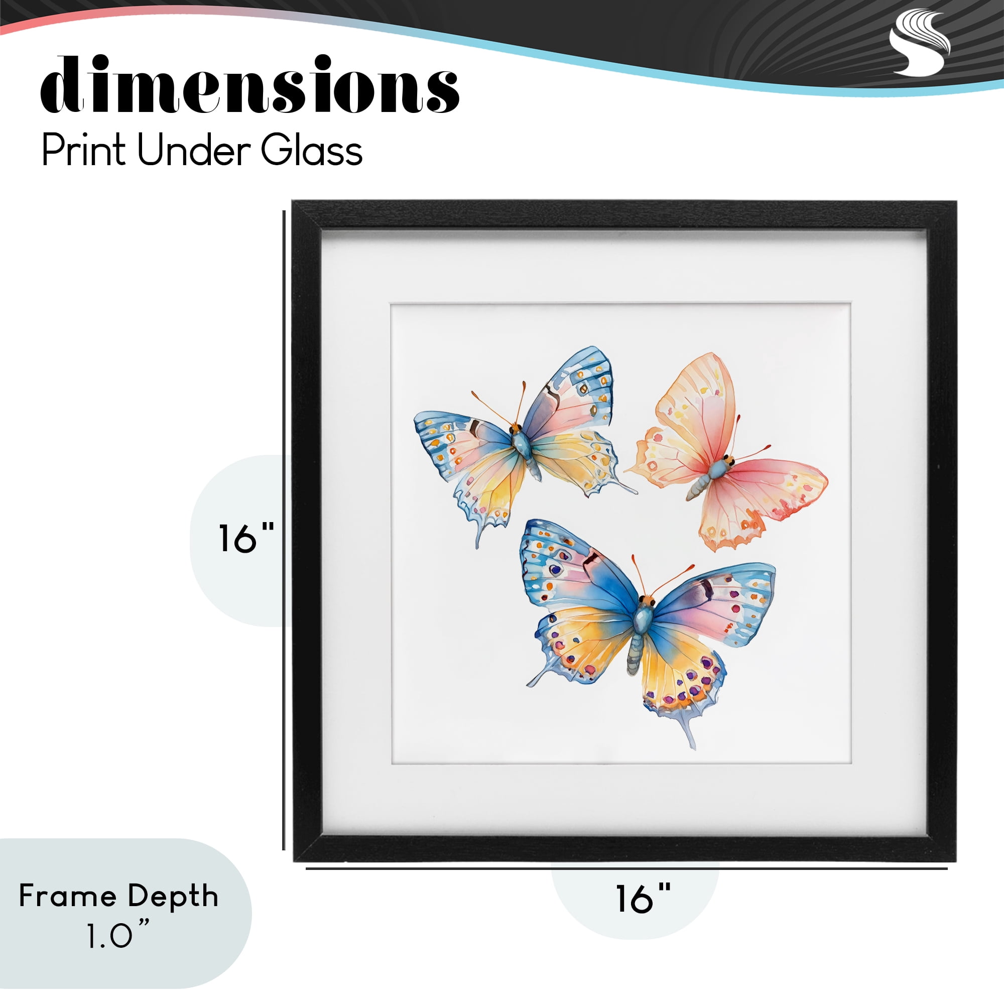 Stupell Industries Whimsical Butterfly Trio Black Framed Print Under Glass, design by Creative Studio