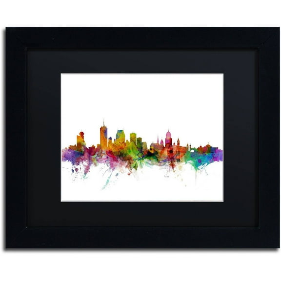 Trademark Fine Art "Quebec Canada Skyline" Canvas Art by Michael Tompsett Black Matte, Black Frame