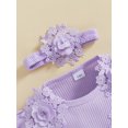 thumbnail image 6 of aturustex Infant Baby Girls One piece Romper Dress 1M 3M 6M 9M 12M Newborn Long Sleeve Crew Neck Jumpsuits Mesh Lace Patchwork Bodysuits and Cute Headr Little Girl Loose Casual Daily Clothes, 6 of 7