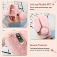 thumbnail image 3 of Plush Phone Cover Rabbit Ear Four Seasons All-Match Warm Rhinestone Camera Frame TPU Phone Case Phone Shell Compatible with LG K40 (Pink), 3 of 6