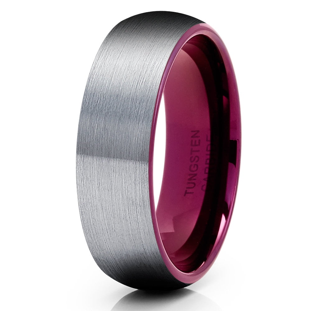 Purple Tungsten Wedding Band 6mm Purple Tungsten Ring Anniversary Ring