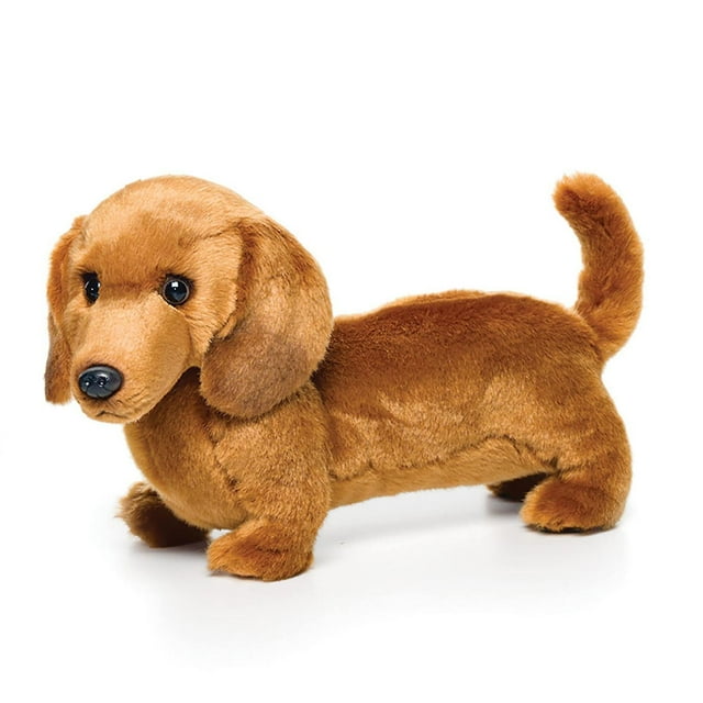 Títere de peluche de perro salchicha, de tacto suave y tacto suave, ideal para fiestas de cumpleaños.