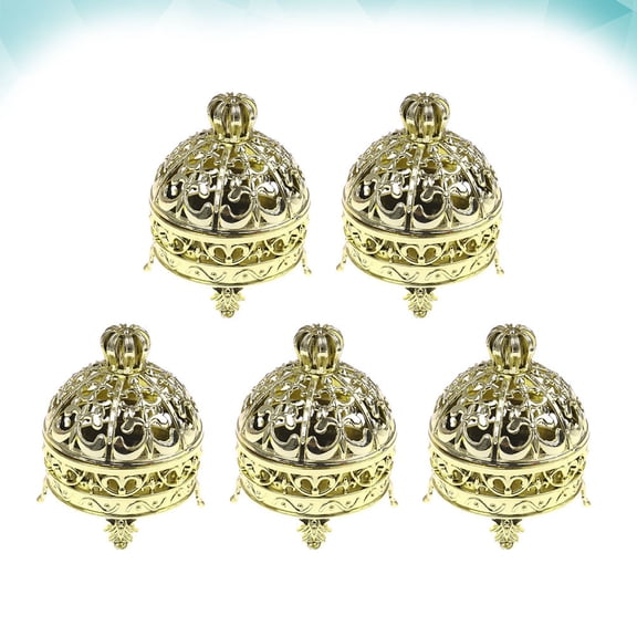 WHAMVOX 5PCS Round Crown Shape Candy Storage Boxes Plastic Creative Gift Boxes Containers for Birthday Wedding Party (Golden)