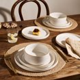thumbnail image 3 of Famiware Star 12-Piece Dinnerware Set, Service for 4, White with Brown Rim, 3 of 6