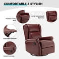 thumbnail image 4 of Leather Swivel  Glider Recliner Rocking Chair Modern Push Back with Adjustable Backrest Footrest Sofa Armchair for Living Room Burgundy, 4 of 10