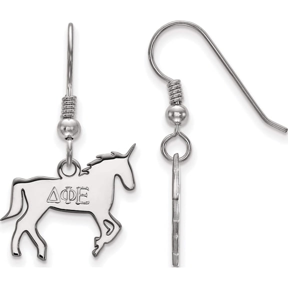 Sterling Silver Rh-Plated Logoart Delta Phi Epsilon Small Dangle Earrings (34 X 18) Made In United States ss037dph