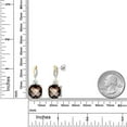 thumbnail image 6 of Gem Stone King 925 Silver and 10K Yellow Gold Brown Smoky Quartz and Moissanite and White Lab Grown Diamond Dangle Earrings for Women | 12.71 Cttw | Gemstone Birthstone | Cushion Checkerboard 12MM, 6 of 6