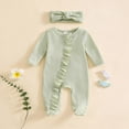 thumbnail image 2 of CAUYDY Baby Boys One-Pieces Fall Winter Infant Sleepwear for Girls Preemie Long Sleeved Pjs Unisex Newborn Clothing 3-6M 9-12M 18-24M Sizes 3-6 Months,Green, 2 of 5