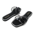 thumbnail image 4 of GJPBGK Women’s Flat Sandals Bow Slide Sandals Square Toe Summer Slip-On Shoes with Clear Straps for Party or Casual Wear, 4 of 5