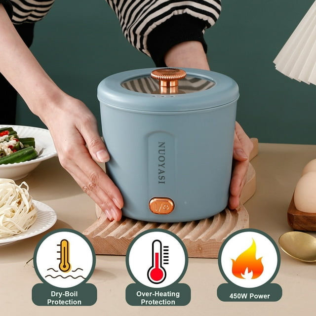 YAOMOBB Multifunctional Electric Pot 1L Electric Cooking Pot Mini Ramen Cooker Over Heating Protection Easy to Clean Portable Multifunctional US Plug Electric Pot