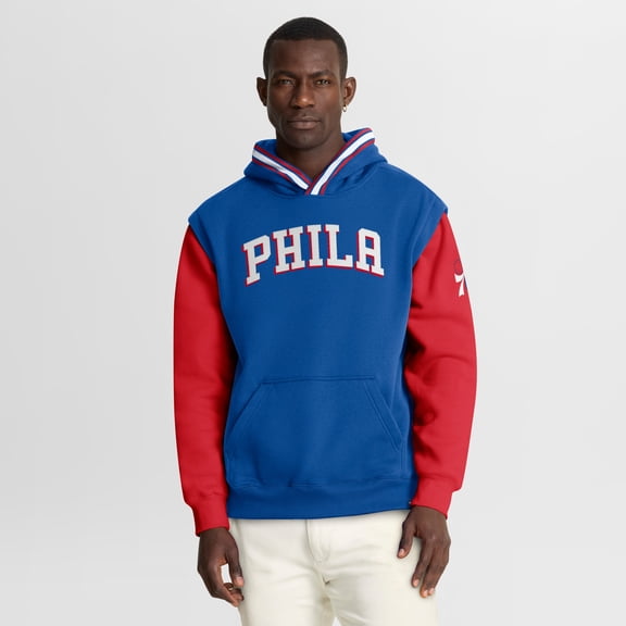 Men's Fanatics  Royal/Red Philadelphia 76ers Half Court Shot Clock Fastbreak Hoodie
