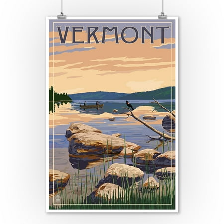 Lake Wall Decor Vermont - Lake Sunrise Scene - Lantern Press Artwork (9x12 Art Print, Wall Decor Travel Poster) ()