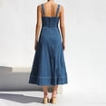 thumbnail image 6 of Women Summer Dresses Suspender Distressed Casual Style Button Denim Long Dress Dress Women Chiffon Summer Dress Shirt Dress Womens High Waist Dresses Casual Ruffle Dresses for Women Women Summer, 6 of 8