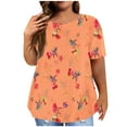 thumbnail image 2 of up to 60% off Gifts Usmixi Shirts for Women Plus Size Fashion Lightweight Tunic Tee Tops Summer Trendy Marbled Print Short Sleeve Round Neck Ladies Blouses Orange XXXXL, 2 of 6
