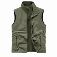 thumbnail image 4 of COSFO Casual Men's Vest Green Full Zip Fleece Jacket Slim Fit Sleeveless Stand Colla with Pockets Winter Jackets for Men, 4 of 5